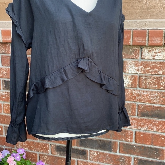 The Impeccable Pig Caramela Black Ruffle Blouse - Picture 3 of 8